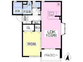 フリューゲルA棟【103号室】の間取り
