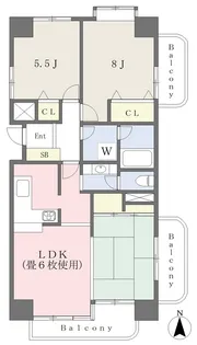 サンハイツ宇多津【408号室】の間取り
