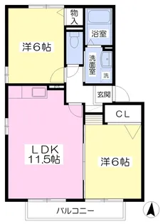 ネオウィングC棟【203号室】の間取り