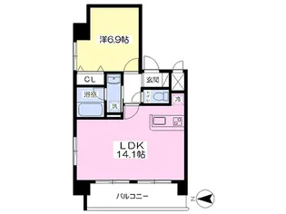 赤いマンション北大前【601号室】の間取り