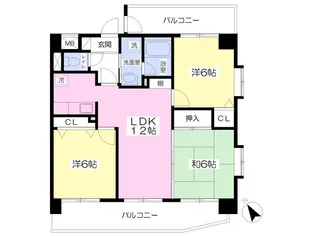 アバンサール市名坂【305号室】の間取り