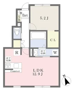 ラウレア構B棟【105号室】の間取り