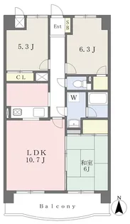 セントラルパーク土居田【302号室】の間取り