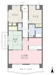 セントラルパーク土居田【606号室】の間取り
