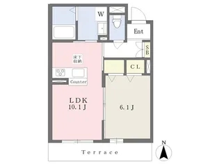 エル・セレーノ向日町EAST W棟【103号室】の間取り