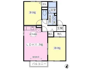 ハーフヴィレッジⅡ【103号室】の間取り