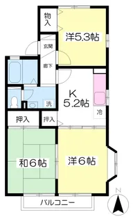 パークス21A棟【205号室】の間取り