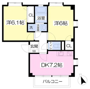 フォブールタウン竹原B棟【103号室】の間取り