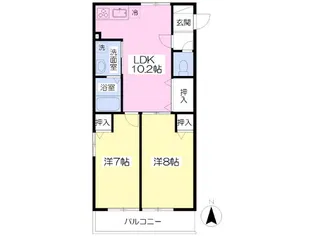 エイデンビル北久米【206号室】の間取り