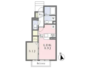 プルミエハヤシⅡ【106号室】の間取り
