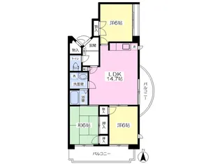 グランコート来住【401号室】の間取り