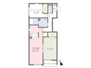 カーサ若林【105号室】の間取り