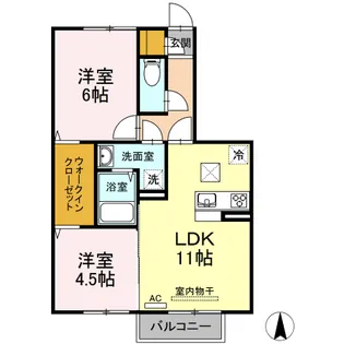 レスポワール B棟【102号室】の間取り