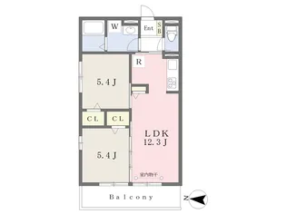 セジュール長浜B棟【201号室】の間取り