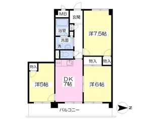 ペアータウン姫原【503号室】の間取り