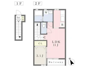 ボヌール クロレ【203号室】の間取り