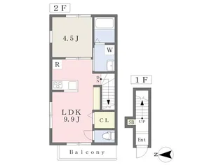 Luna Bianca Houmen【201号室】の間取り