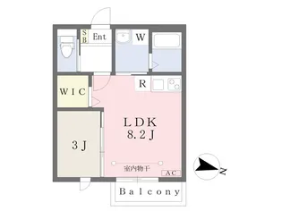 プリュー宮原【202号室】の間取り