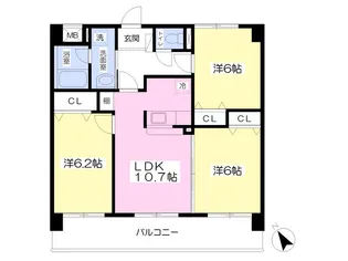 アバンサール市名坂【402号室】の間取り