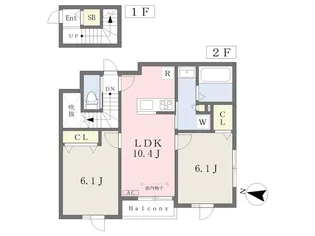 アルソス北川B【201号室】の間取り
