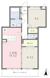 ドエルコート鴨生田【302号室】の間取り