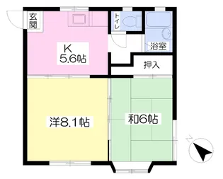 ヒルズウエスト【102号室】の間取り
