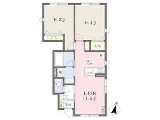 メゾンフルール B棟【101号室】の間取り