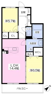 エコライフ中川【402号室】の間取り