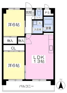 2LDKの間取り画像