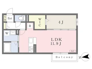 ルミエール柳原C【202号室】の間取り