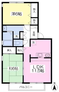 セントラルコート鷹子B棟【202号室】の間取り