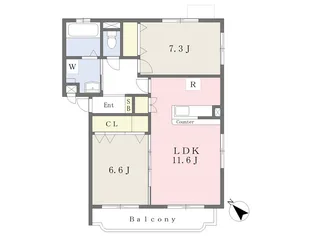 プランドール江釣子【105号室】の間取り