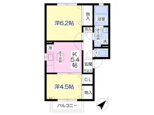 グランサイド国見A棟【102号室】の間取り