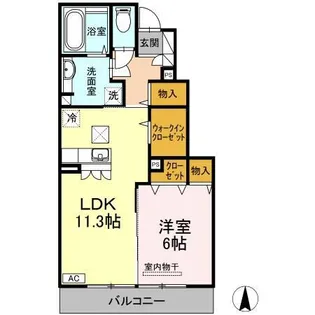 リヴェール来住 B棟【102号室】の間取り