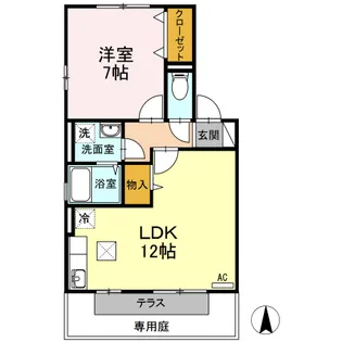 ソレーユ高岡 C棟【102号室】の間取り