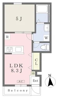 Luna Bianca Nakamura【102号室】の間取り