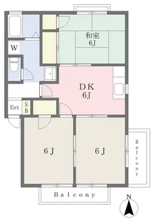 ハッピータウン白水【205号室】の間取り