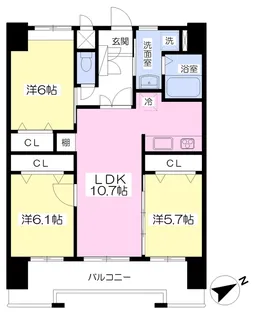 グランエスパシオ浅野【1302号室】の間取り