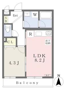TheParkMaison御所西【103号室】の間取り