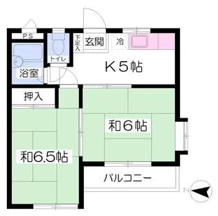 石手ハイツ幸【101号室】の間取り