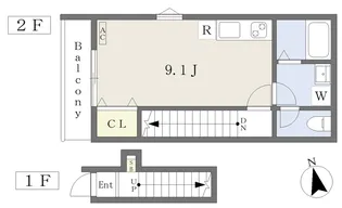 EARL’S COURT北条【201号室】の間取り