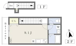 EARL’S COURT北条【202号室】の間取り