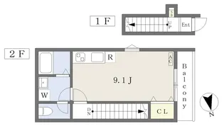 EARL’S COURT北条【203号室】の間取り