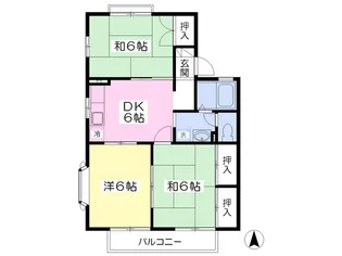 セジュール西中田C【202号室】の間取り