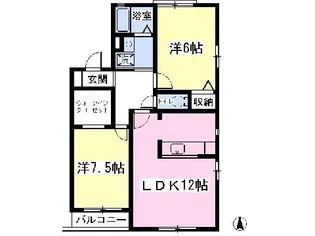 ツトハイムB【101号室】の間取り