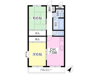 ルミエール中川【303号室】の間取り