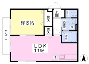 ディアハイム古三津【102号室】の間取り