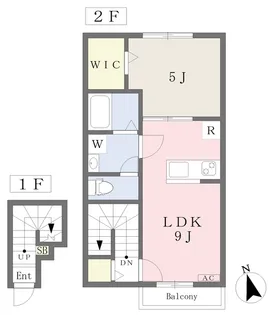ヴィラ・アンソレイエ郡中A棟【206号室】の間取り