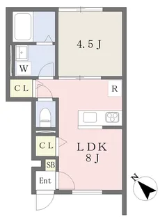 セミデタッチドハウス朝美【103号室】の間取り