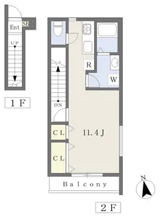 ウィンドグレイスB棟【203号室】の間取り